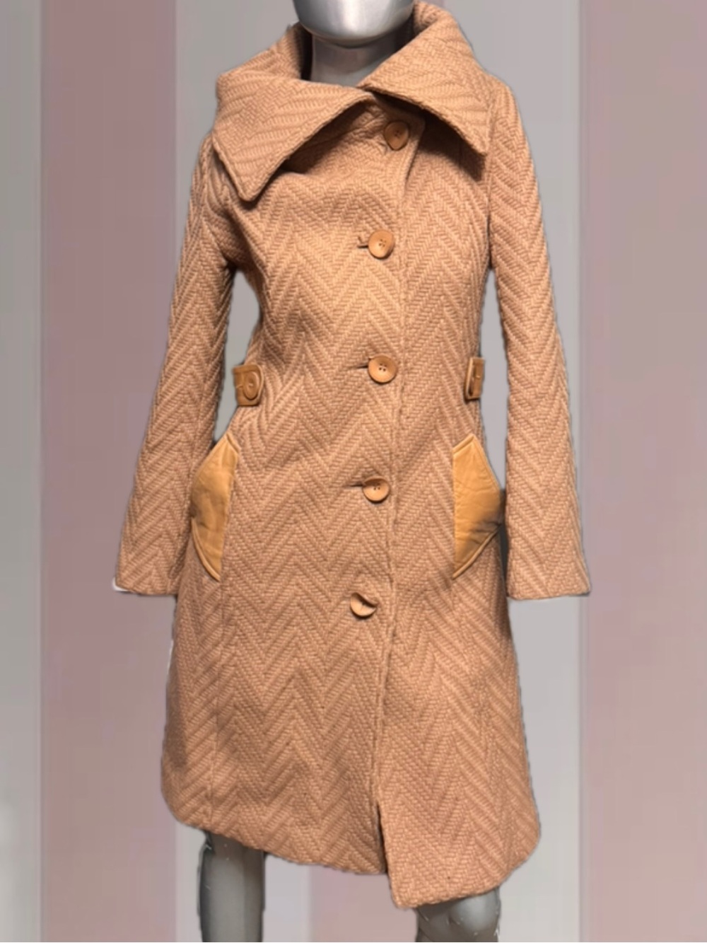 Mackage Tan Chevron Knit Coat
